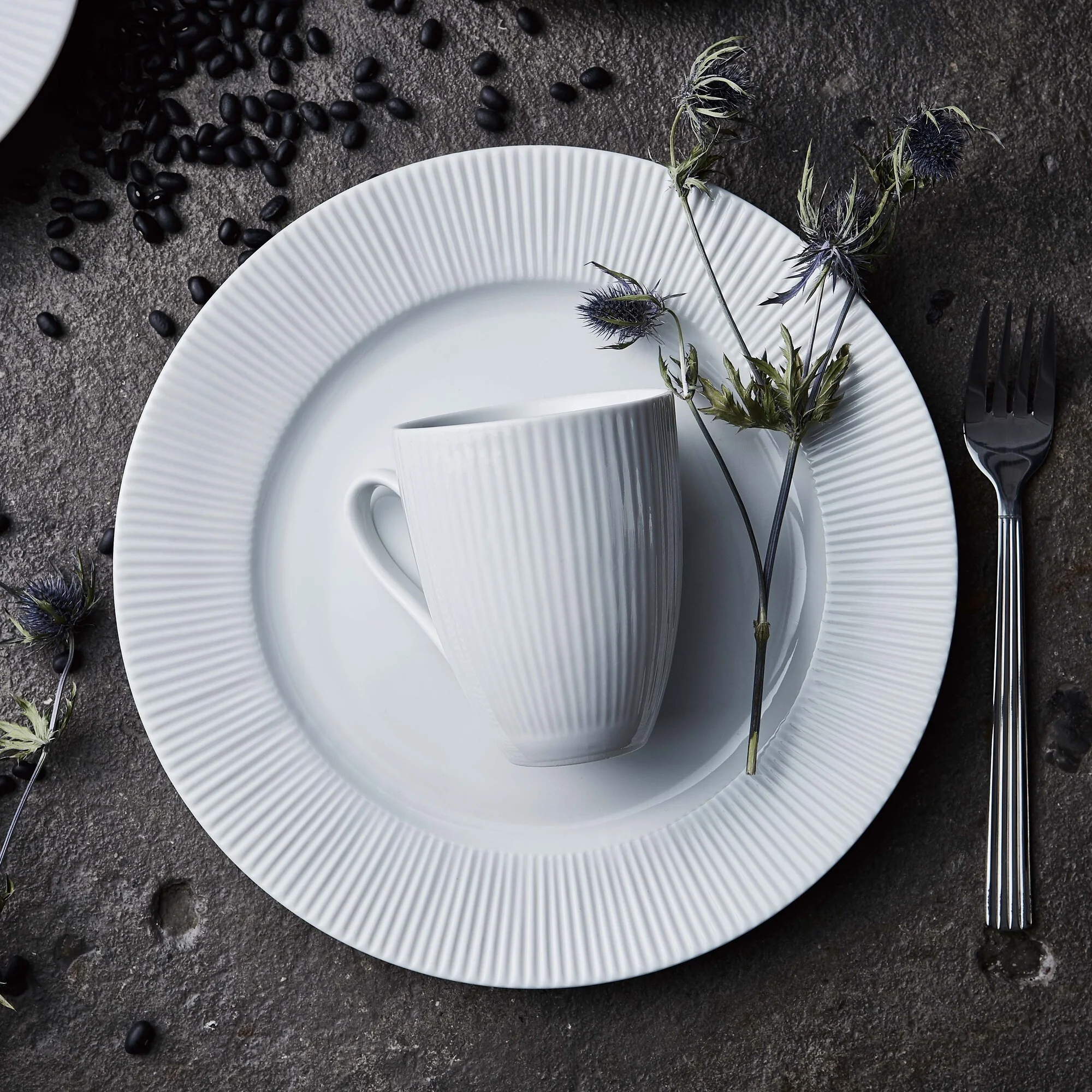 Groovy porcelæn middagstallerken | Hvid - Image 4