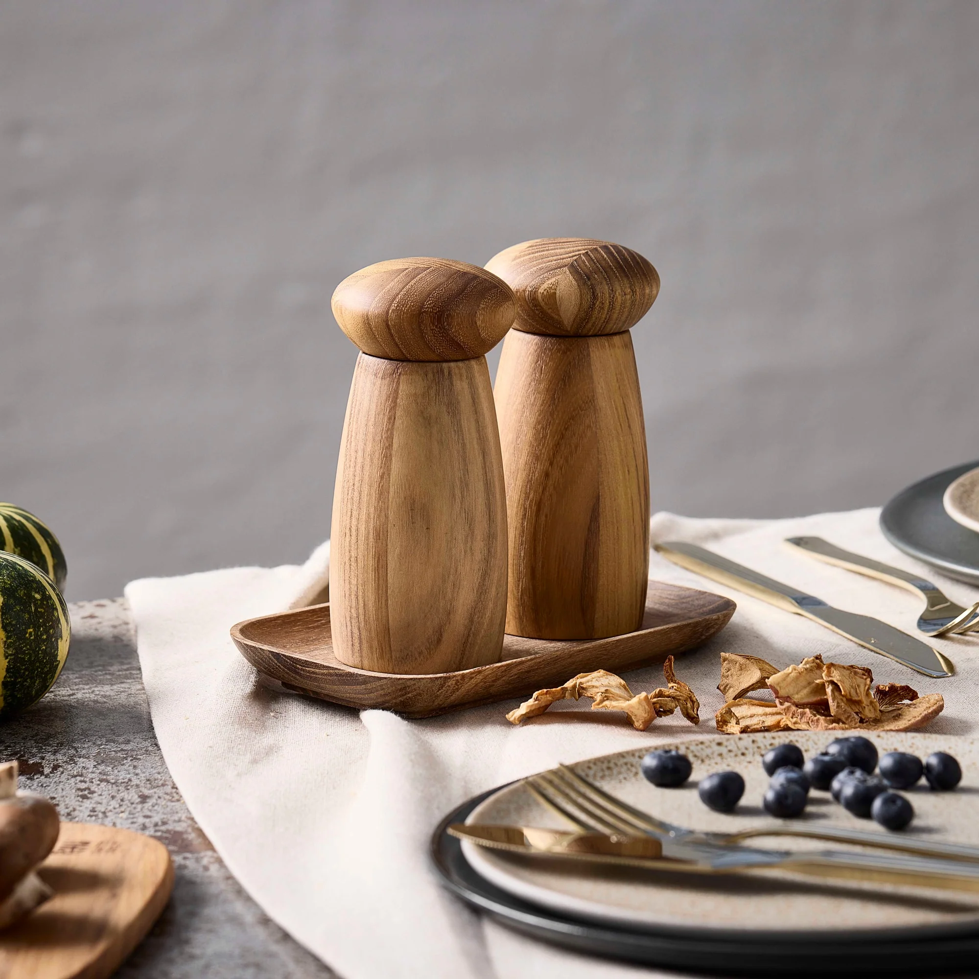 RAW Teak lille kværnesæt med bakke 3 dele | Natural - Image 2