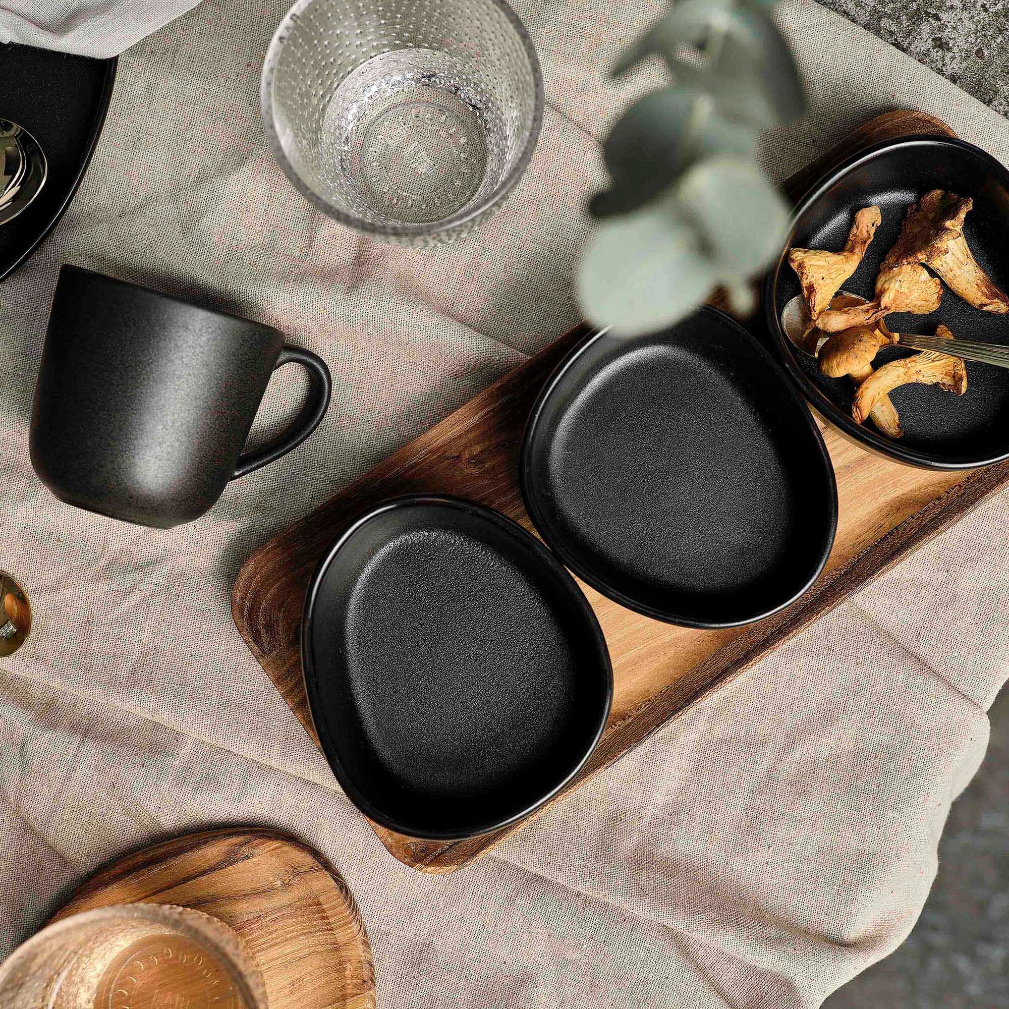 RAW Organic skåle på teakbræt | Titanium Black - Image 2