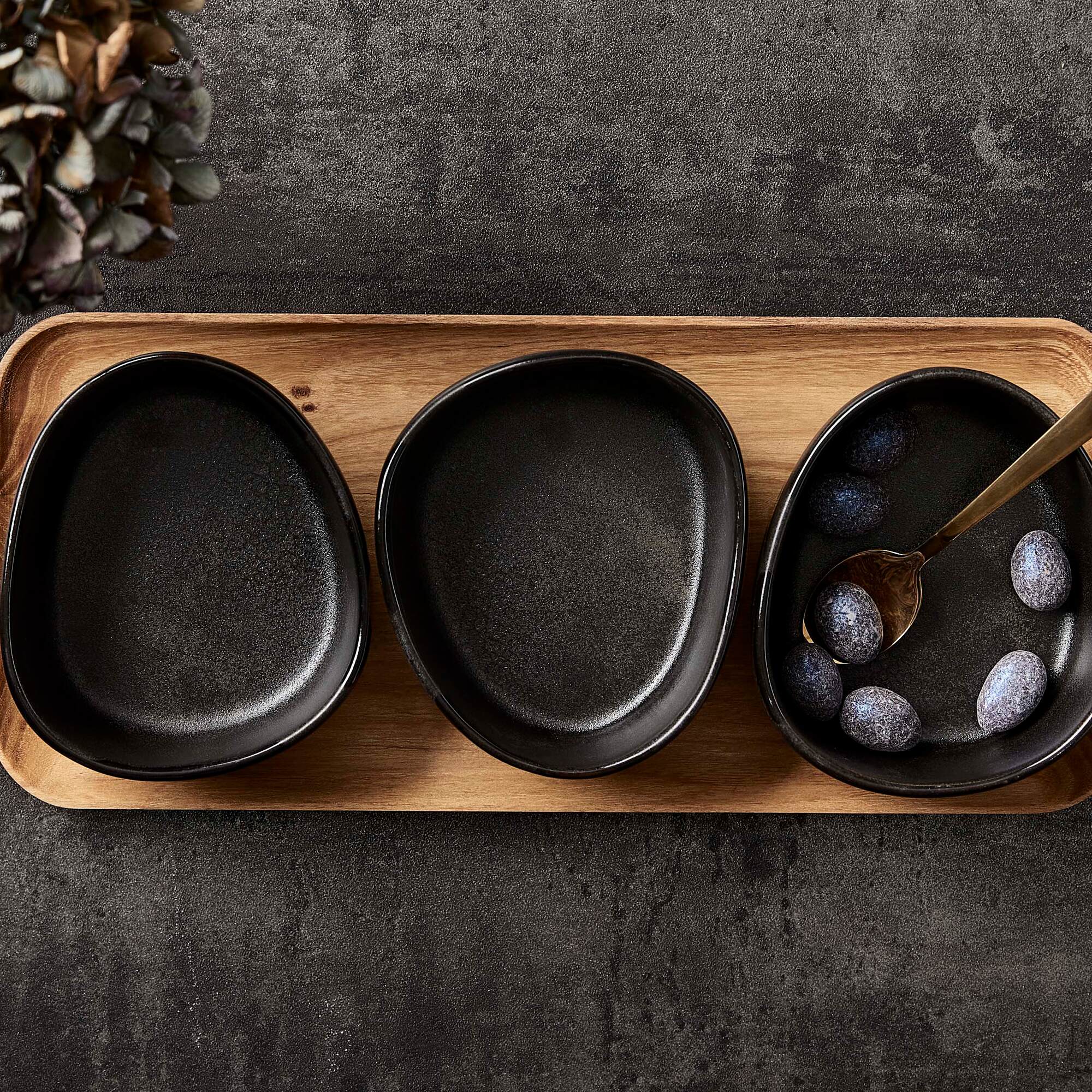 RAW Organic skåle på teakbræt | Titanium Black - Image 3